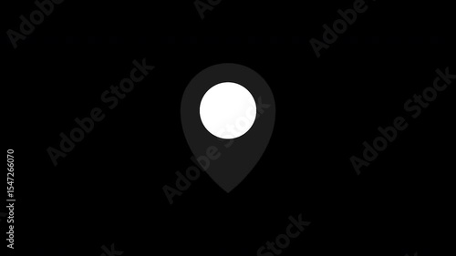 4K video animation of Black and Gray map pin icon on an alphabackground.