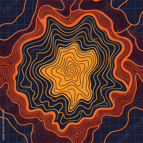 Background of the topographic map. Topographic map lines, contour background. Geographic abstract grid