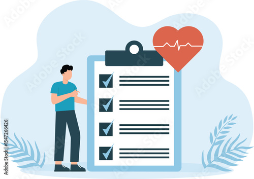 Heart Report,Check Up Concept Web Banner. Medical Doctor Examining or Checking Patient. Concept of Healthcare
