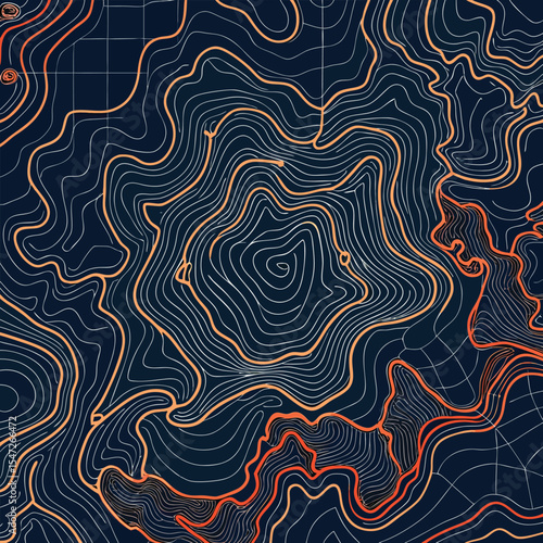 Background of the topographic map. Topographic map lines, contour background. Geographic abstract grid