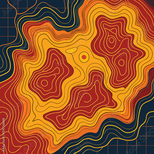 Background of the topographic map. Topographic map lines, contour background. Geographic abstract grid