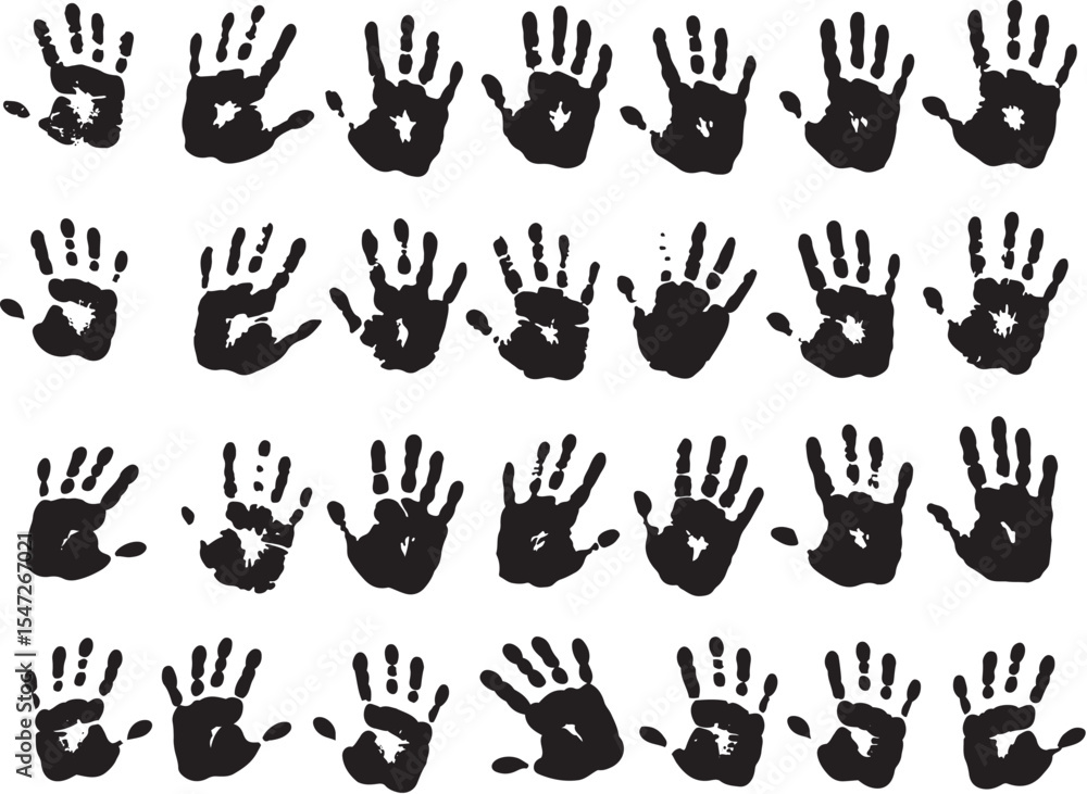 Fototapeta premium Black handprints on white background