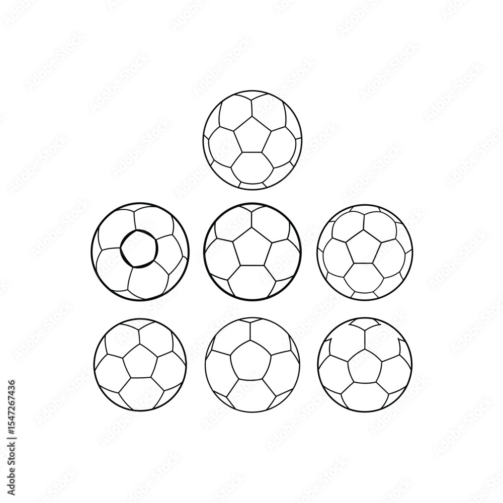 Vector soccer ball outline icons. Football concept outline symbol design Vector soccer ball outline icons. Football concept outline symbol design