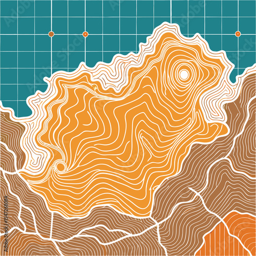 Background of the topographic map. Topographic map lines, contour background. Geographic abstract grid