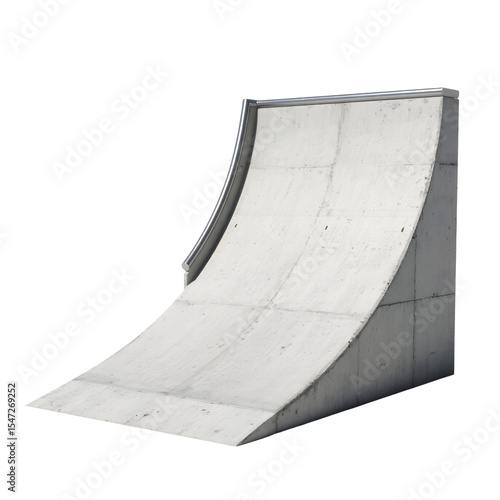 Canvastavla Gray concrete skatepark ramp isolated on transparent background