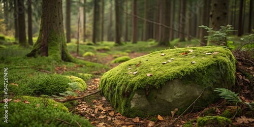 Moss-Covered Rock in Forest...