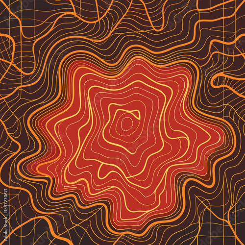 Background of the topographic map. Topographic map lines, contour background. Geographic abstract grid