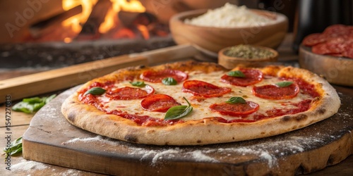 Pepperoni Pizza Wood-Fired,...