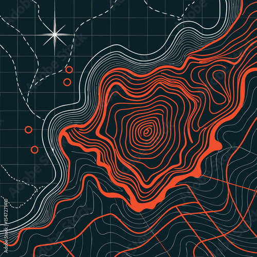 Background of the topographic map. Topographic map lines, contour background. Geographic abstract grid