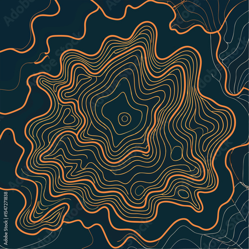 Background of the topographic map. Topographic map lines, contour background. Geographic abstract grid