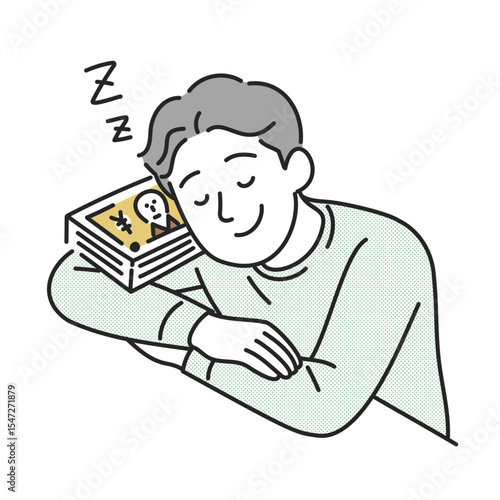 お金の夢を見る男性のイラスト