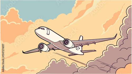 Airplane Taking Off Through Clouds A Stunning Illustration