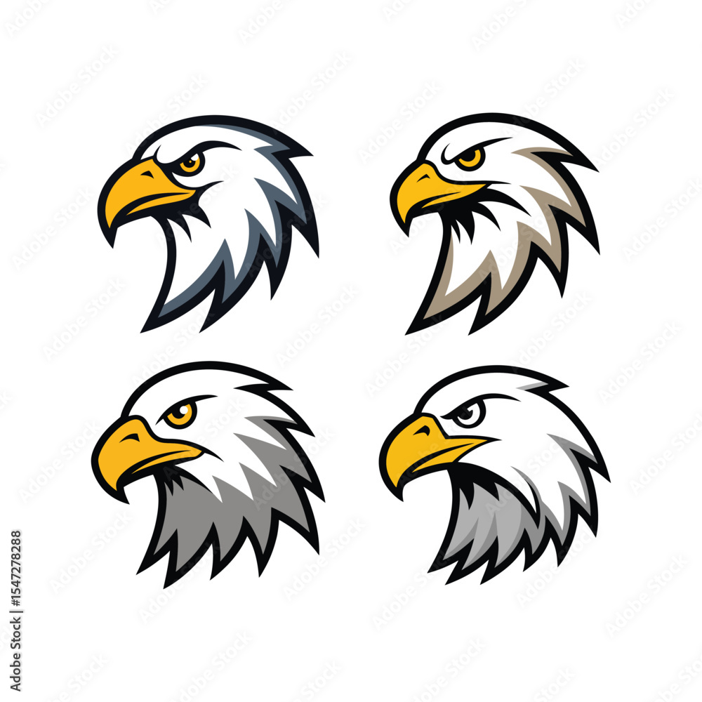 Fototapeta premium Eagle head set of mascot logo vector art illustration