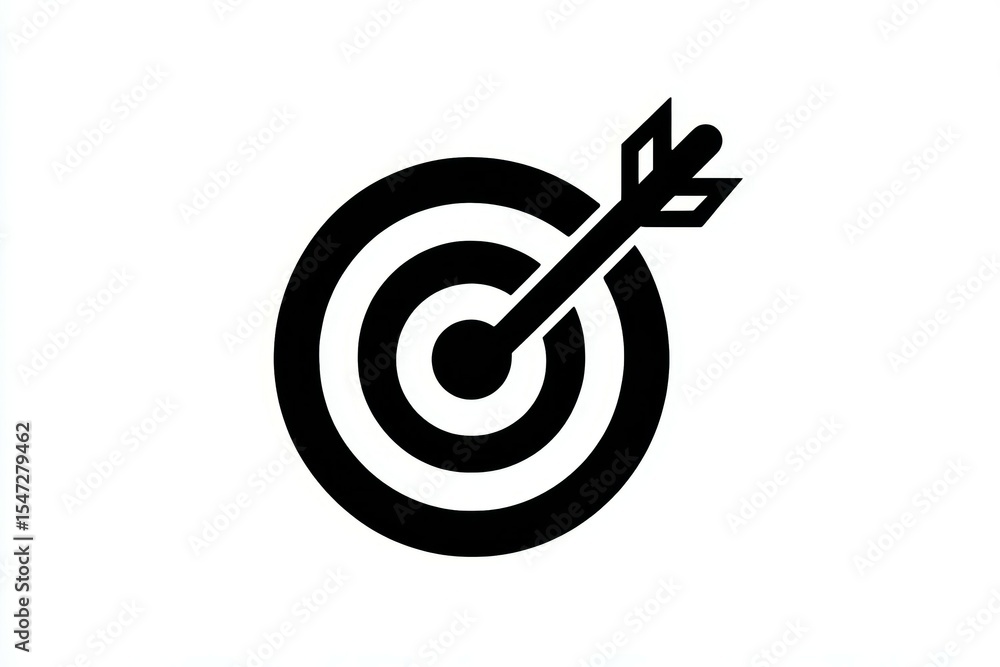 Black arrow hitting bullseye on target icon Black arrow hitting bullseye on target icon