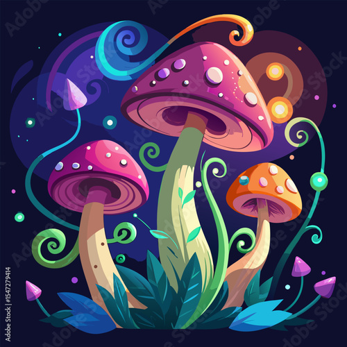 Enchanted Forest. A Psychedelic Journey into a World of Luminous Mushrooms