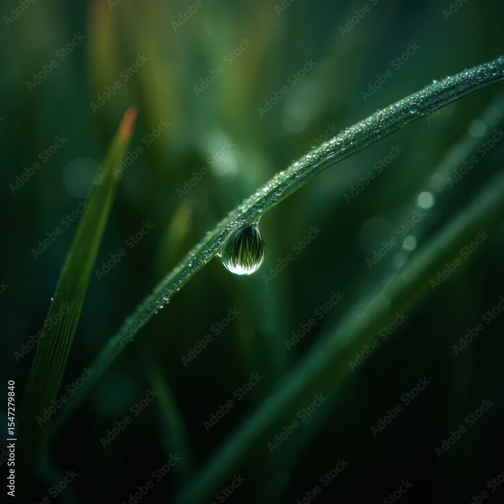 Obraz premium A Dewdrop On Grass Is Natures Tiny Jewel