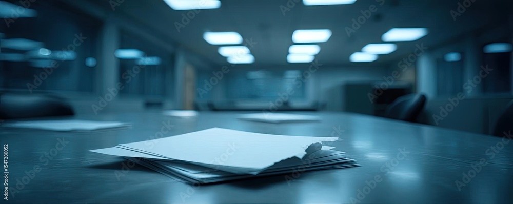 © Tin - Minimum rights with unfair wage and hourly earnings concept. An empty office space with scattered papers on a table. © Tin - Minimum rights with unfair wage and hourly earnings concept. An empty office space with scattered papers on a table.