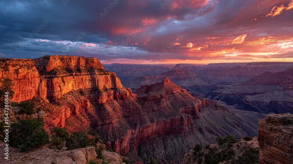 Fototapeta premium A Dramatic Sunset In A Desert Canyon
