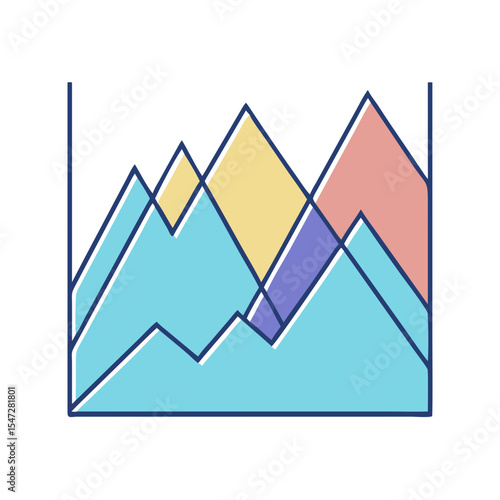 Abstract multilayered chart visualizing dynamic data trends in the information space