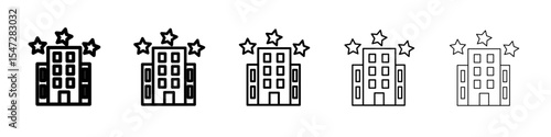 3 star Hotel icon flat illustration set logo