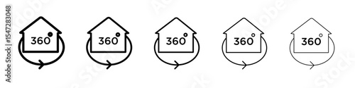360 degree house icon flat illustration set logo