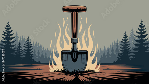 National Wildland Firefighter Day Forest Tool Flames Tribute Illustration
