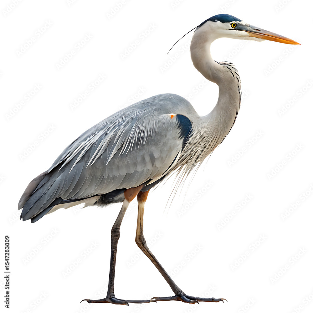 Fototapeta premium a-majestic-heron-standing-gracefully--showcasing- isolated on white background png, ai generated