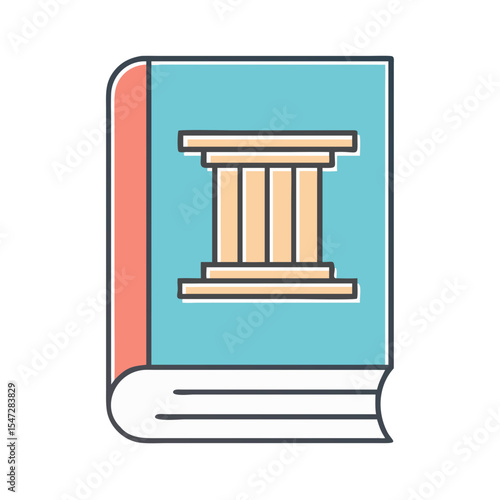 Law book with a classical building design illustration on light blue cover