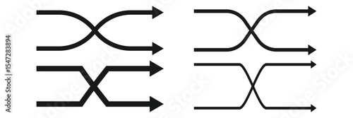Shuffle icons set in black colors on white background