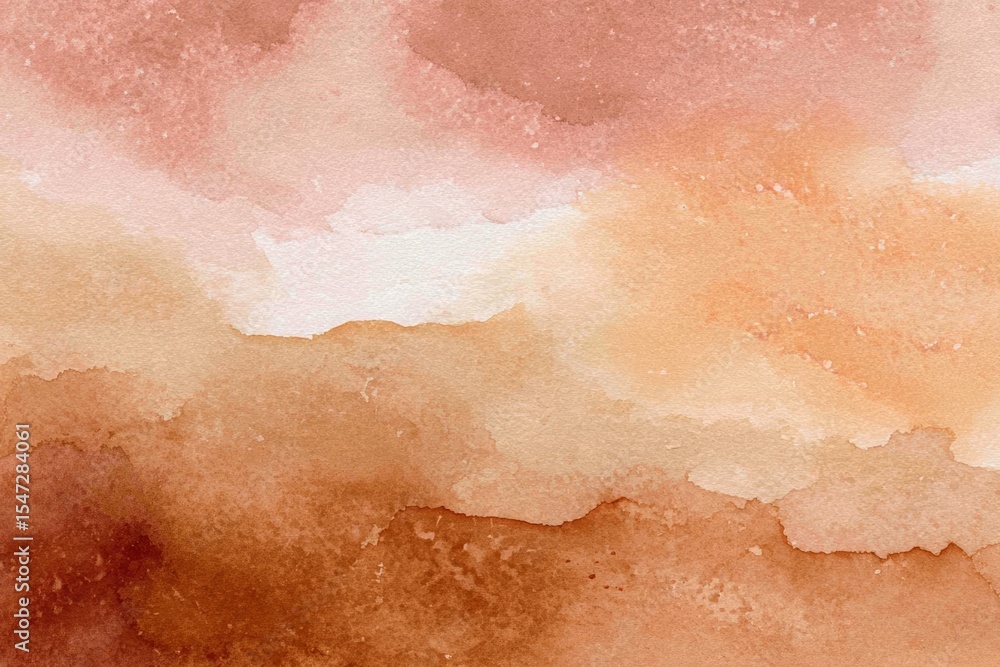 Fototapeta premium Abstract watercolor landscape with warm earth tones and soft textures
