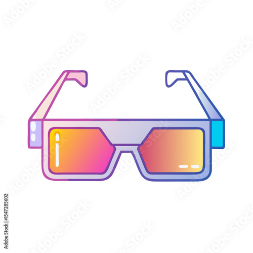Colorful 3D glasses featuring orange and pink lenses and gradient frame