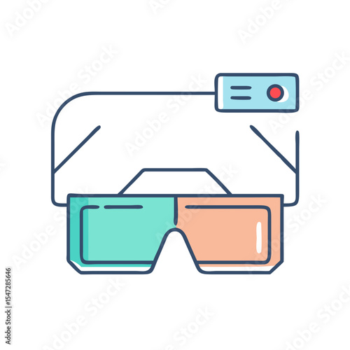 Stylized VR headset with contrasting lenses for immersive virtual reality gaming