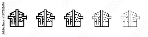 anaerobic digestion biomass icon flat illustration set logo