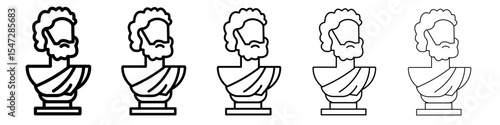 Ancient statue icon flat illustration set logo