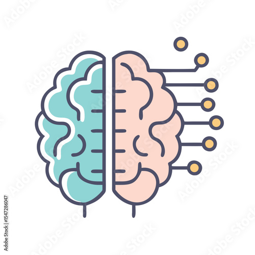 Brain with Neural Connections and Artificial Intelligence Concept, Representing Cognitive Enhancement