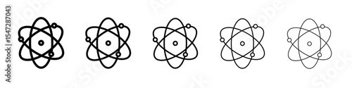 Atom scientific icon flat illustration set logo