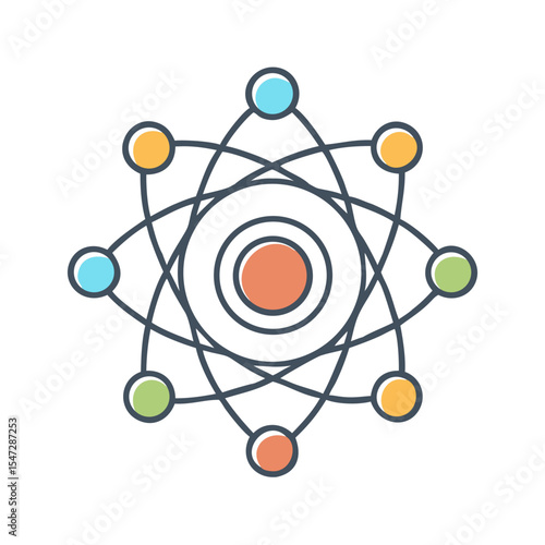 Colorful Atomic Structure with Circular Orbitals and Central Nucleus Representation
