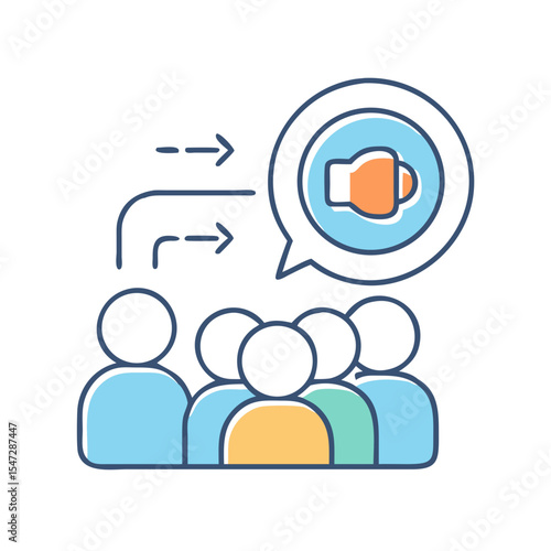 Visual representation of team communication and direction towards a common goal