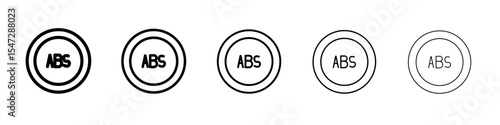 Automotive ABS icon flat illustration set logo