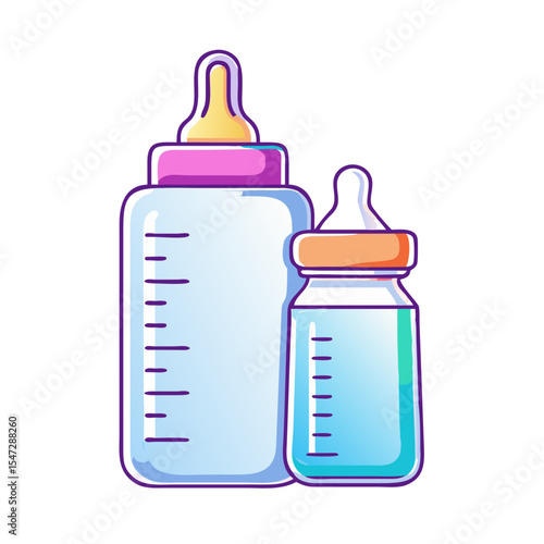 Illustration of Baby Bottles of Different Sizes with Measurement Markings