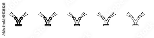 Automatic irrigation sprinklers icon flat illustration set logo