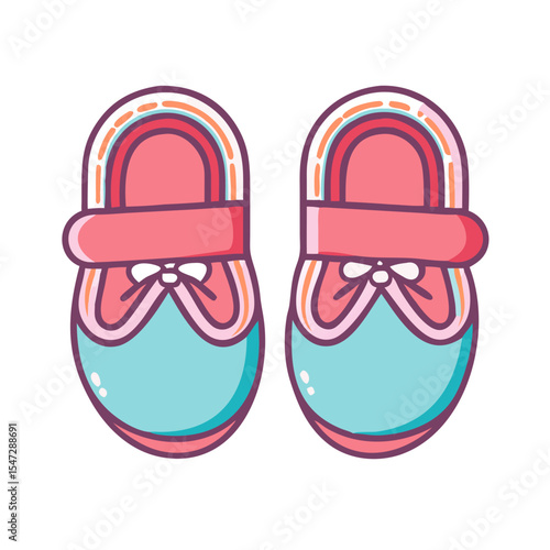 Adorable cartoon baby shoes in pink and blue for little feet