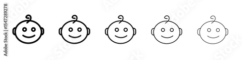 baby face icon flat illustration set logo
