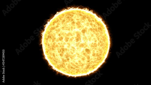 Sphere energy sun  orb ball surface on the black screen background