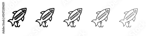 Bait Fishing Minnow icon flat illustration set logo
