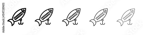 Bait Fishing Minnow icon flat illustration set logo