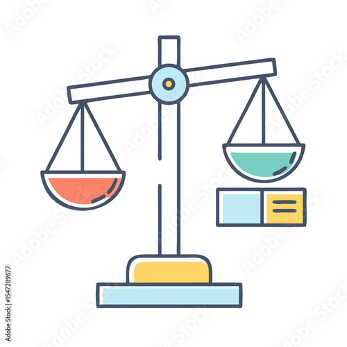 Illustration of balanced scale of justice with weights for balanced fairness