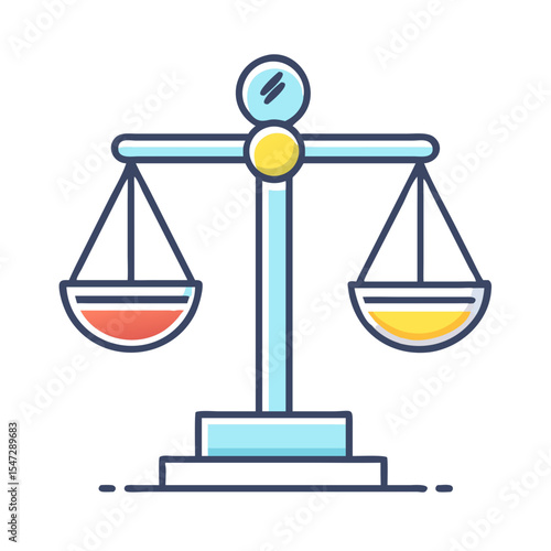 An illustration of colorful scales of justice representing legal fairness