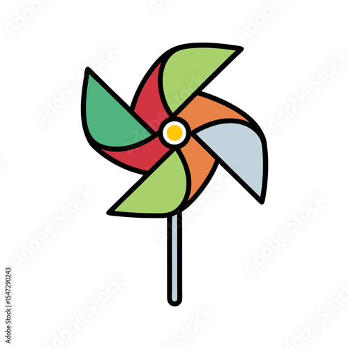 organic children s toy pinwheel doodle style vector art.