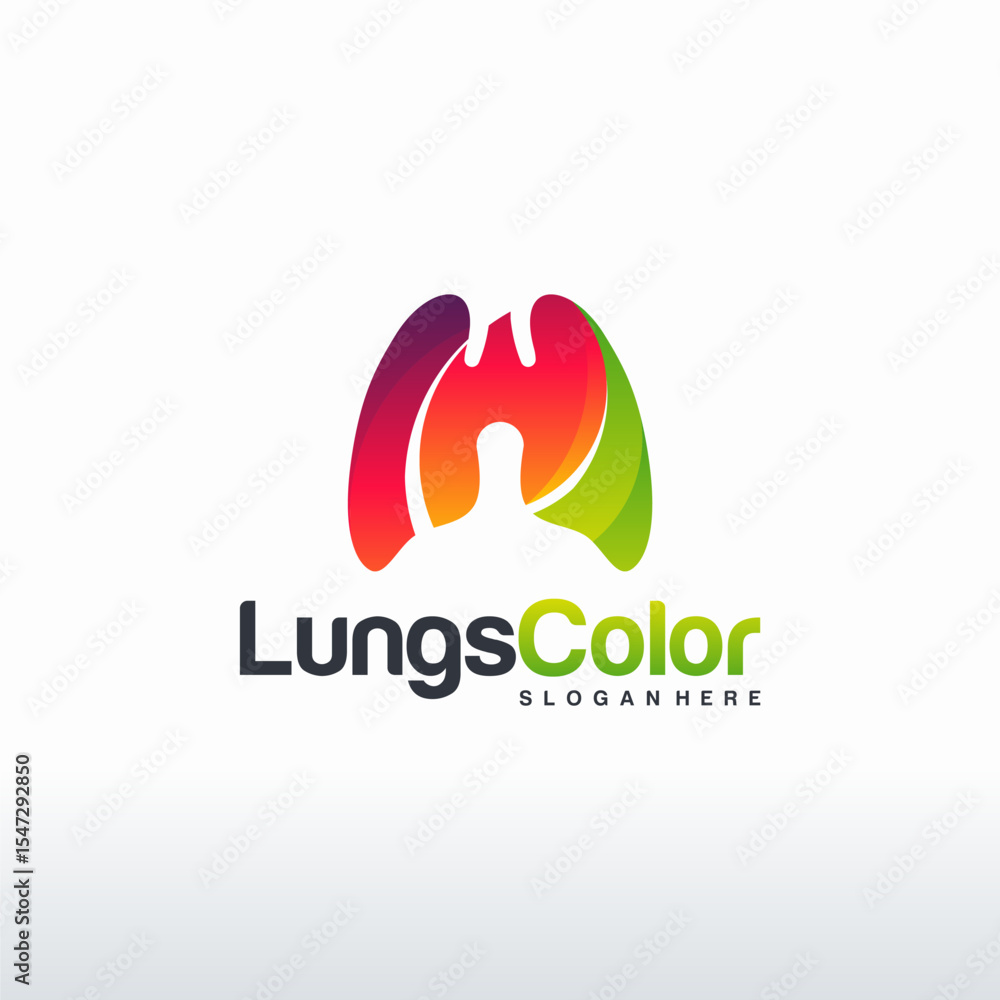 Obraz premium Lungs Color Logo designs concept vector, Colorful Modern Lungs Health Care logo template